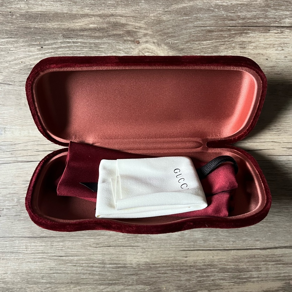 Gucci Red Glasses Case with Velvet Interior